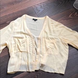 Topshop yellow short sleeve button down